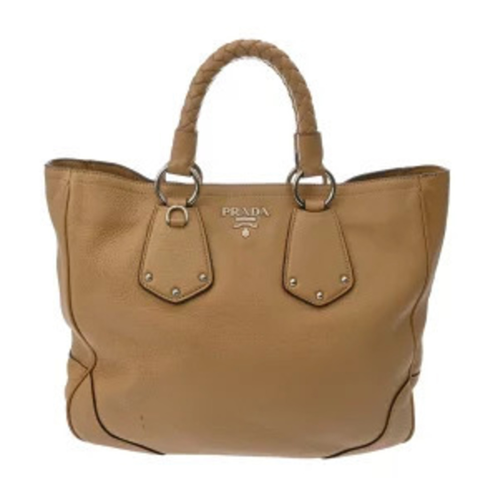 Prada Tote Beige Cream Leather Handbag